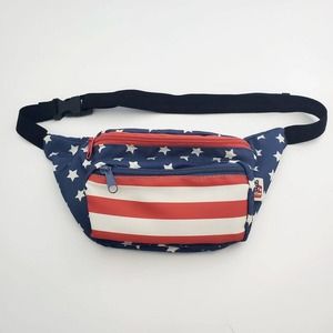 Junk Food Fanny Pack Vintage Style Red White Blue American Flag Waist Belt Bag